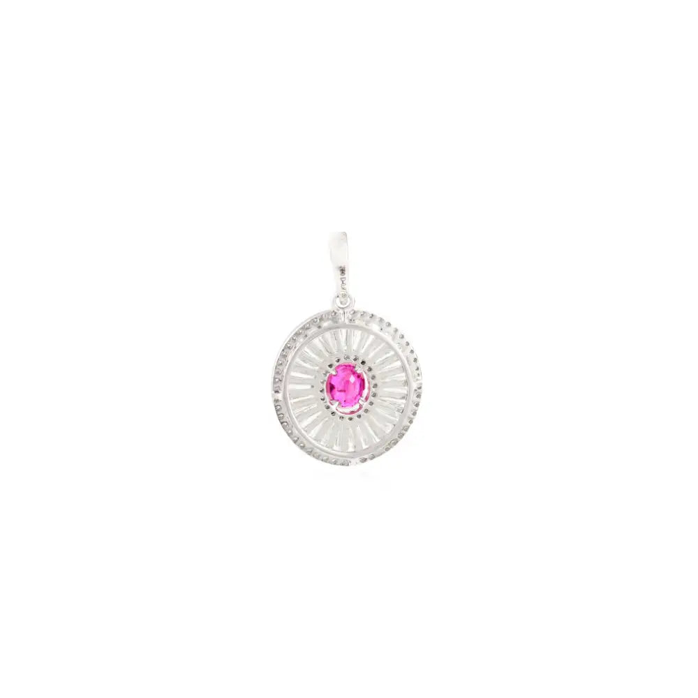 Fine Genuine Ruby & Diamond Round Shape Statement Pendant Birthday Gift For Her