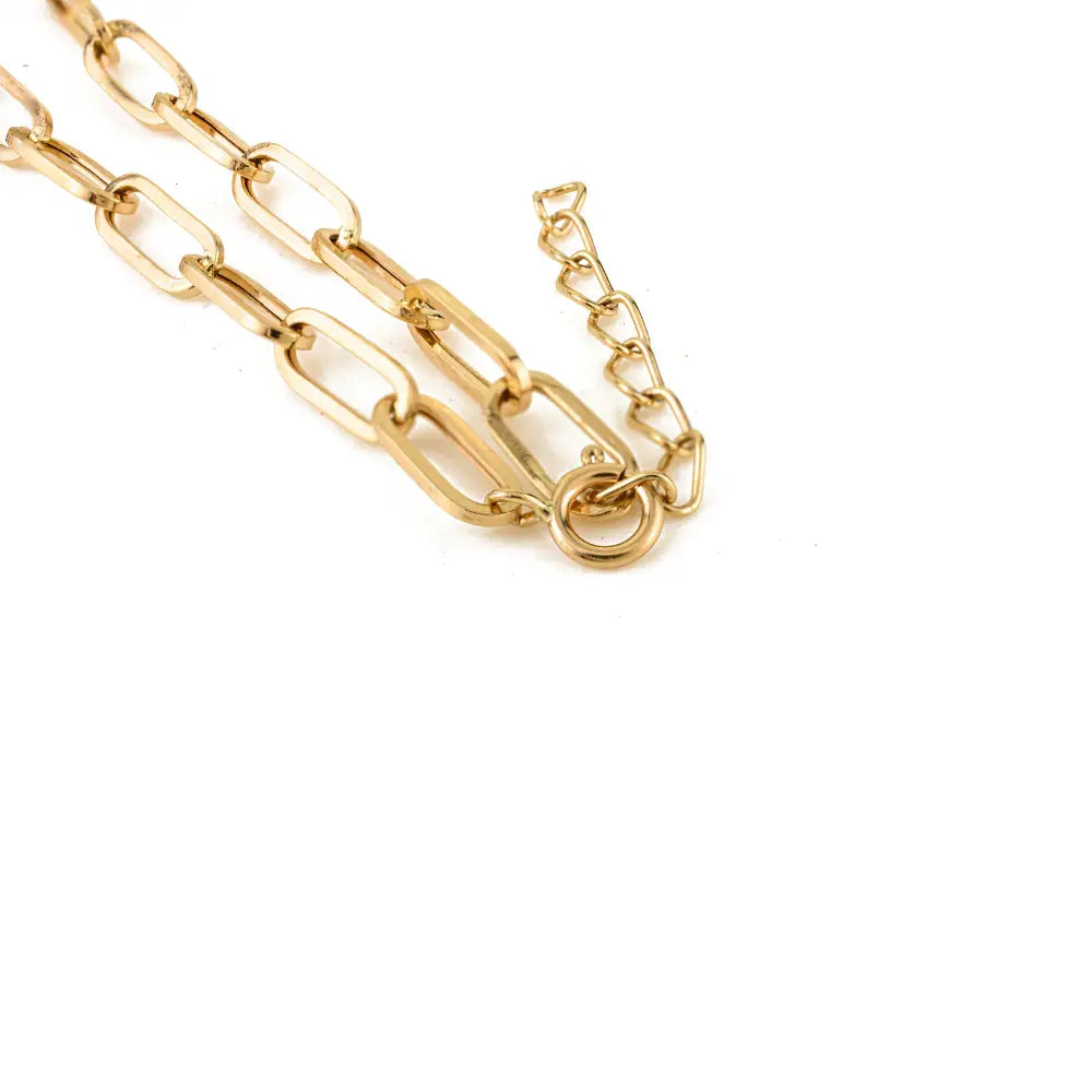 Hot Sale Pinion Bezel Set Ruby Paperclip Chain Five Stone Necklace Women Solid 18K Yellow Gold