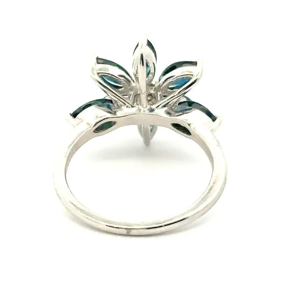 New Arrivals Latest Design Blue Sapphire Flower Shape Index Finger Ring Custom Made Jewelry