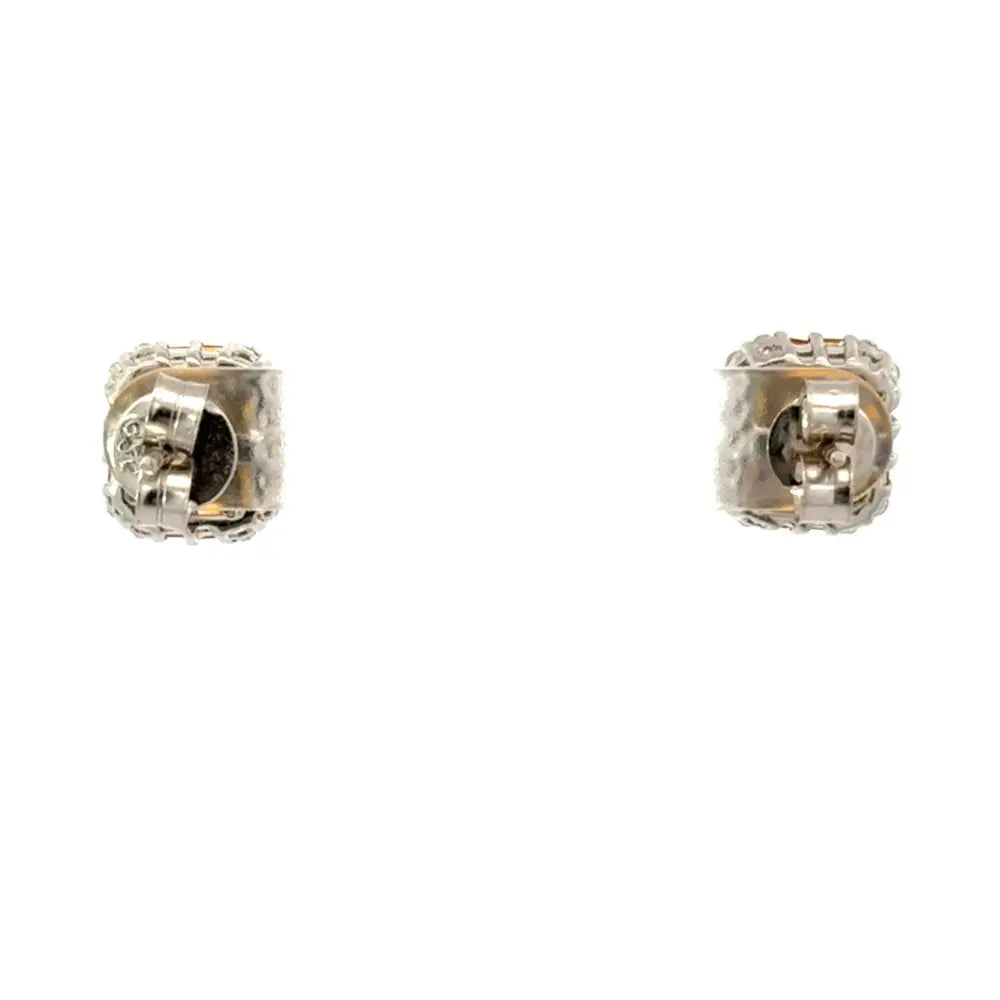 Natural Gemstone Citrine & American Diamond Minimal Stud Earrings Top Quality 925 Silver