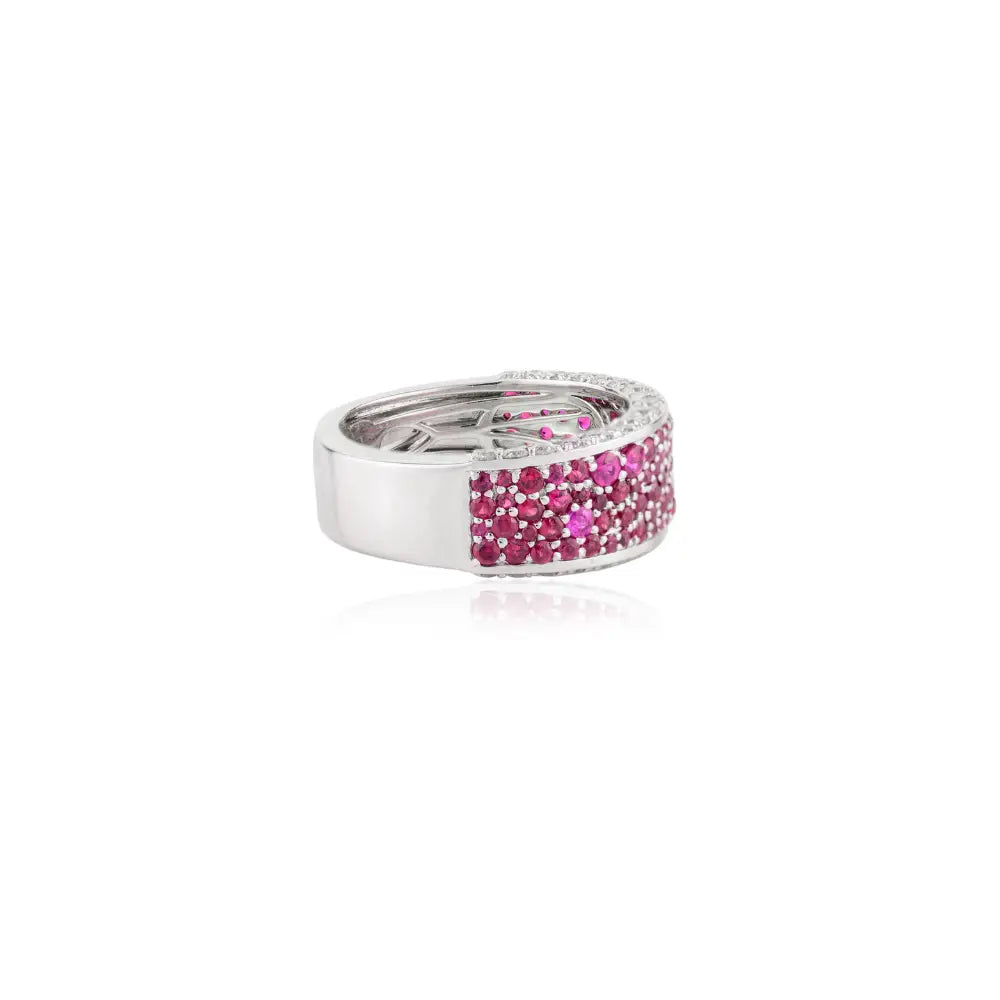 July Birthstone Fine Round Cut Ruby & Diamond Wedding Band Ring Valentine's Day Gift
