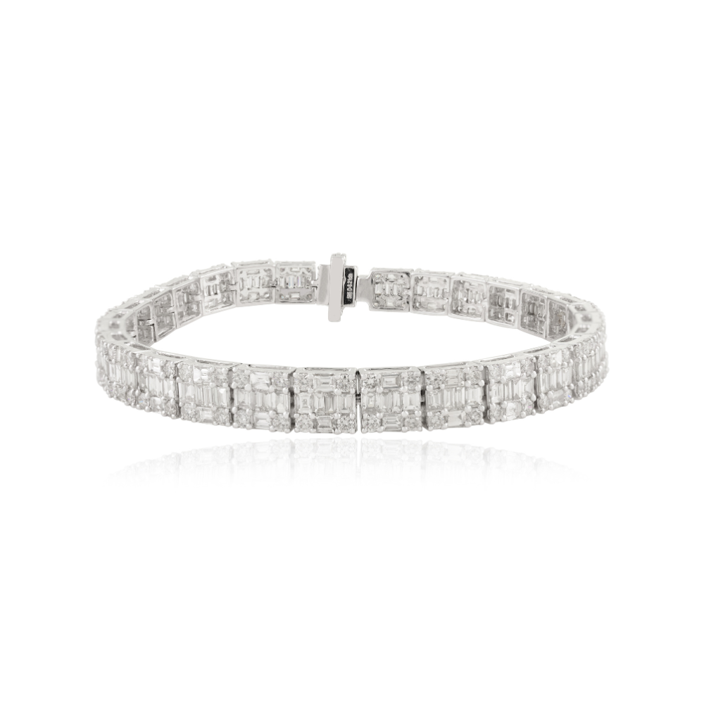 Sparkle Jewelry 14K White Gold Natural Diamond Statement Tennis Bracelet Wedding Accessories