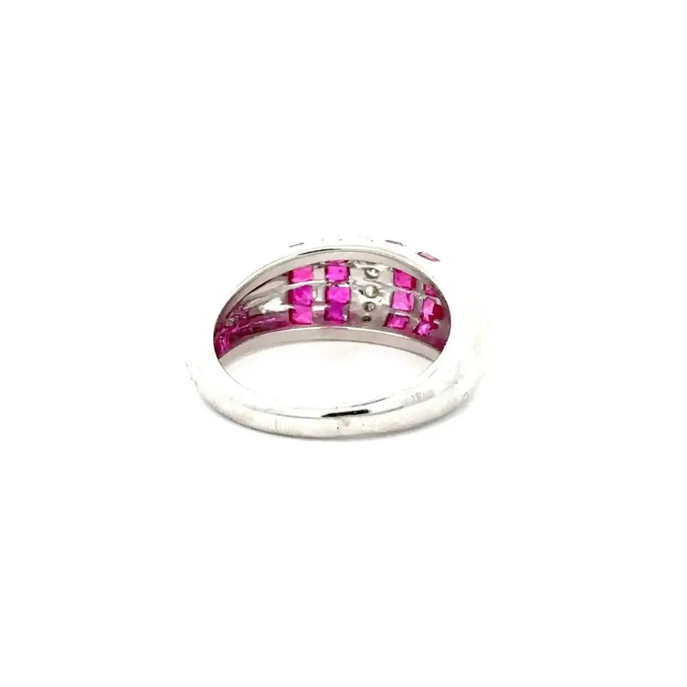 Custom Gemstone Jewelry Supplier 925 Solid Silver Ruby & American Diamond Dome Ring Fine Jewelry