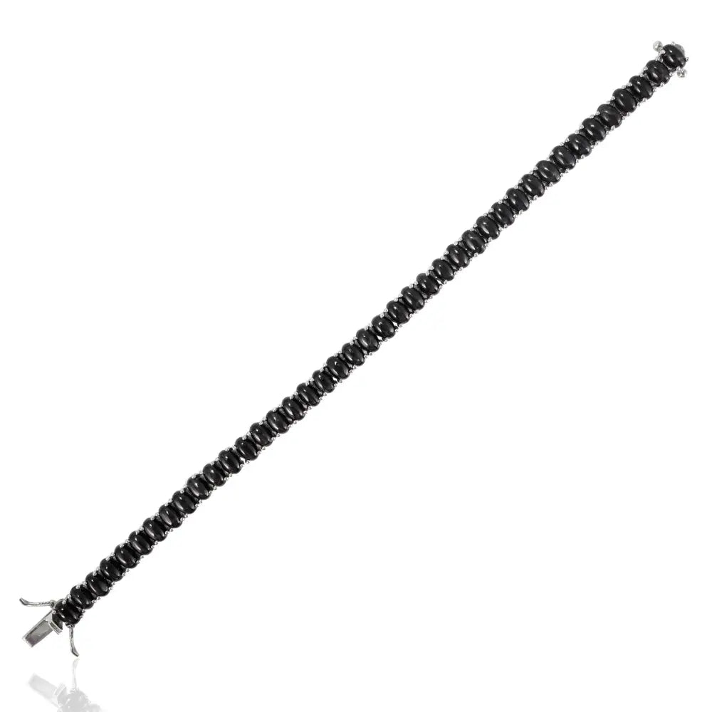 Elegant & Classic Oval Cut Black Star 925 Sterling Silver Tennis Bracelet For Unisex Low Price