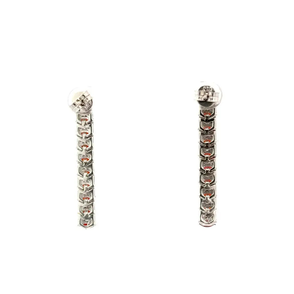 Anniversary Gift 925 Sterling Silver Garnet & American Diamond Straight Dangle Earrings
