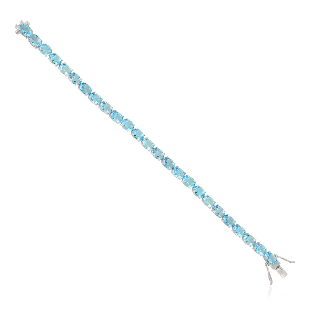 December Birthstone 100% Natural Blue Topaz Statement Bracelet For Women Wholesale Item In Bulk