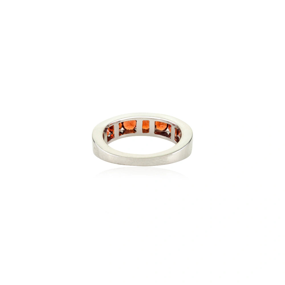 Wholesale Fine Jewelry 925 Sterling Silver Natural Red Garnet Half Eternity Band Ring For Women