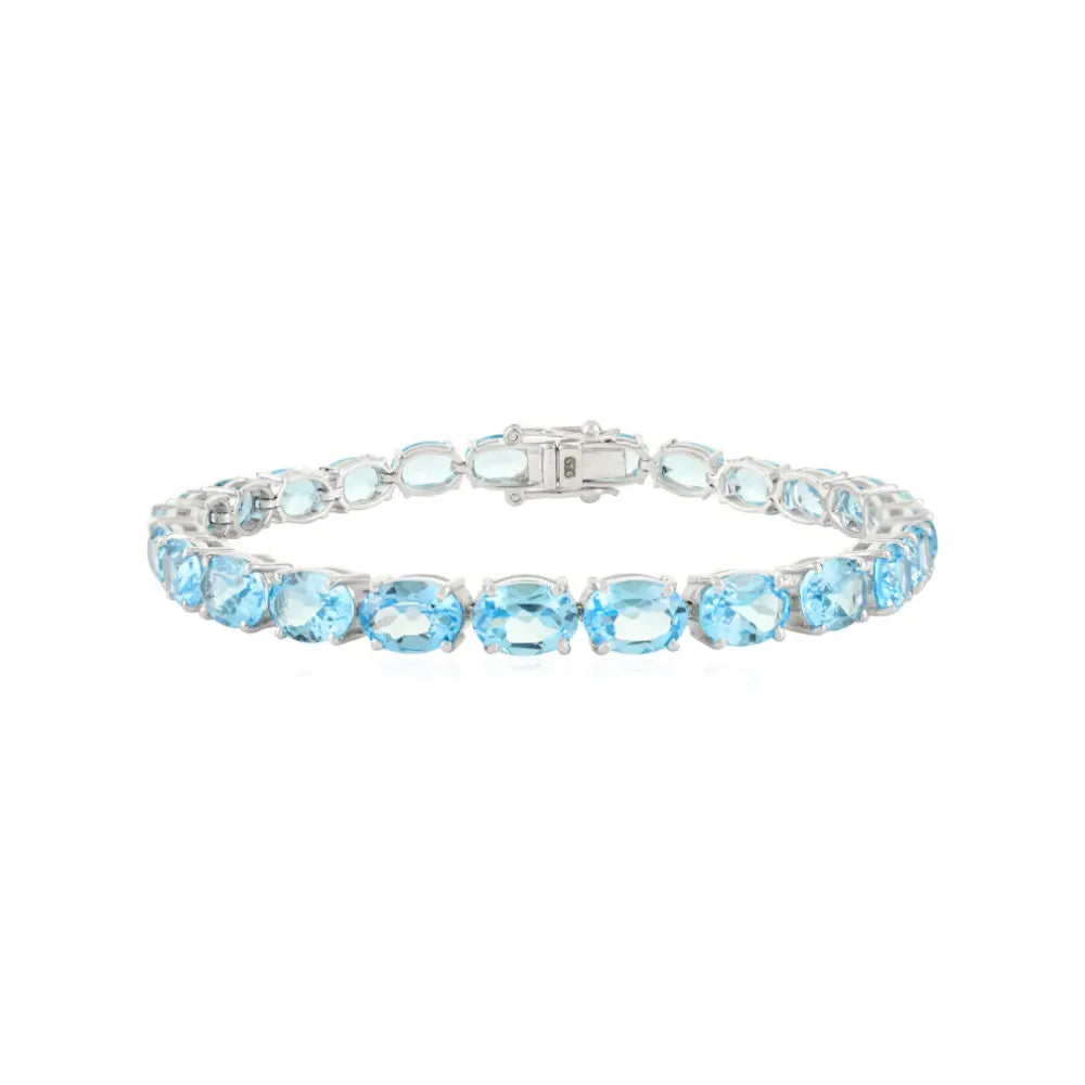 December Birthstone 100% Natural Blue Topaz Statement Bracelet For Women Wholesale Item In Bulk