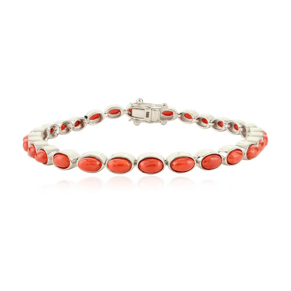 Best Top Seller Pure 925 Sterling Silver Jewelry Handmade Real Coral Stackable Bracelet