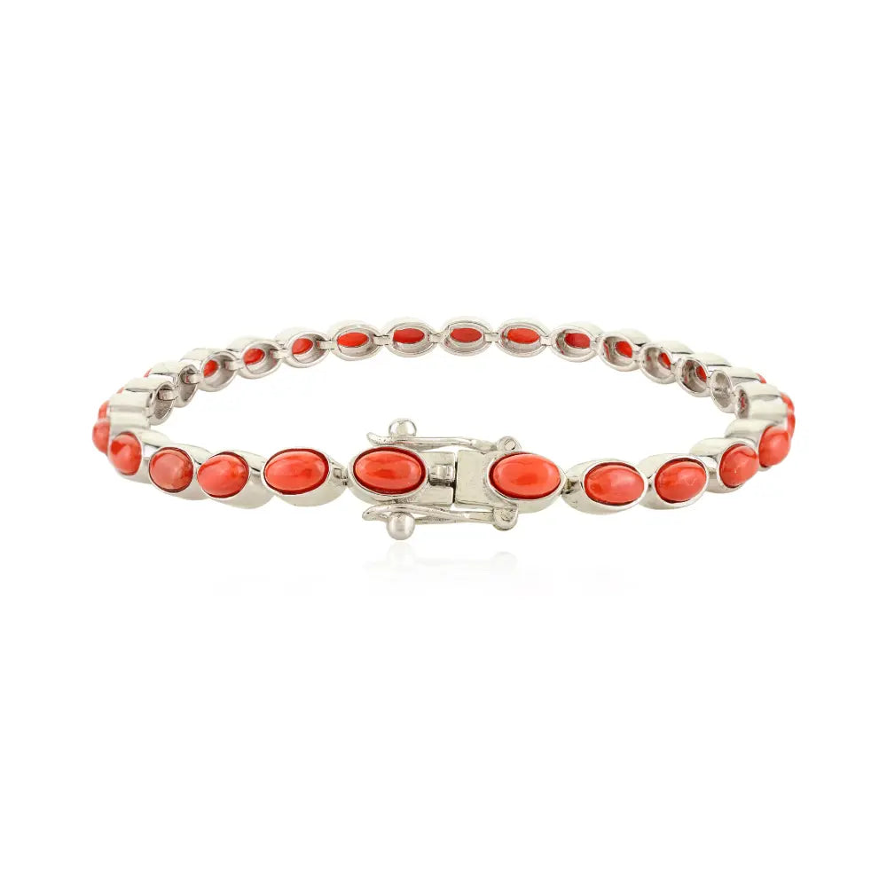 Best Top Seller Pure 925 Sterling Silver Jewelry Handmade Real Coral Stackable Bracelet