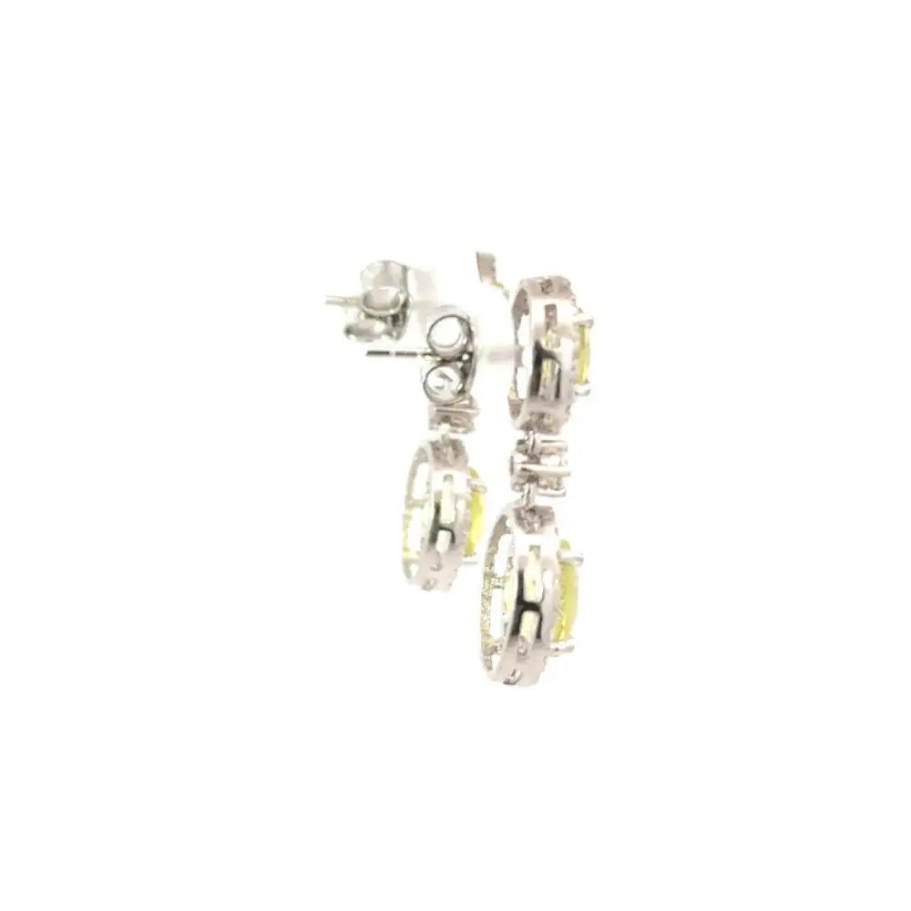 August Birthstone Peridot & American Diamond Drop Earrings For Wedding Custom Made Jewelry