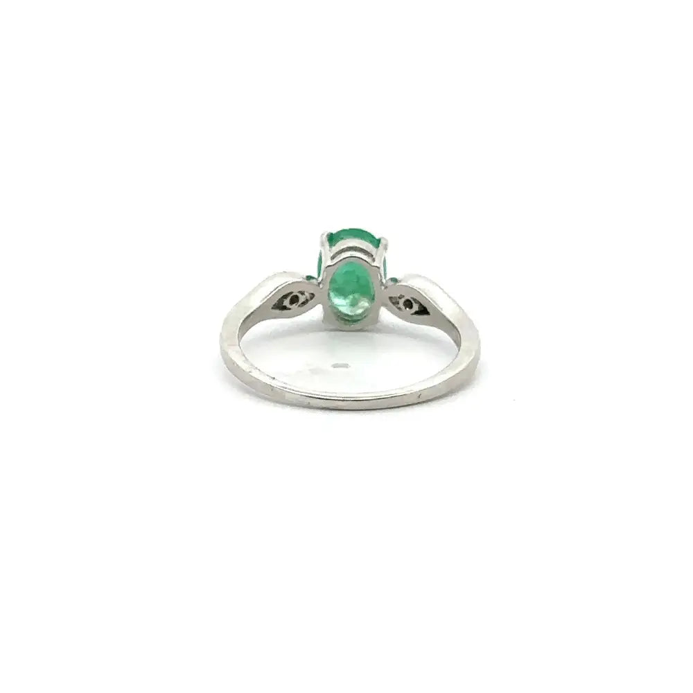 May Birthstone Oval Cut Emerald & Round American Diamond Single Stone Ring Custom Gemstone Jewelry