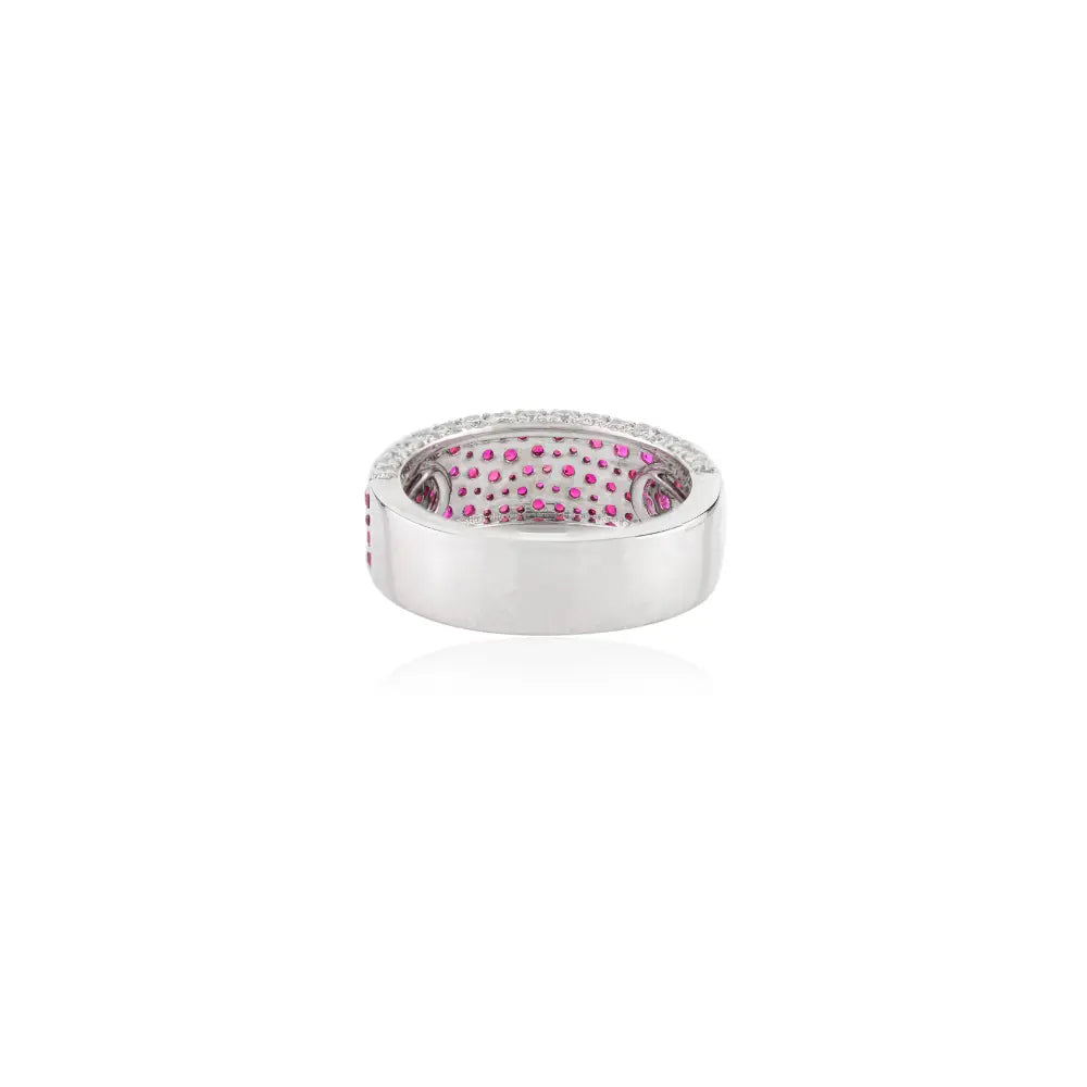 July Birthstone Fine Round Cut Ruby & Diamond Wedding Band Ring Valentine's Day Gift