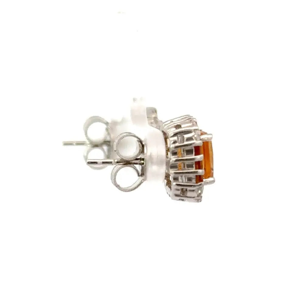 Natural Gemstone Citrine & American Diamond Minimal Stud Earrings Top Quality 925 Silver