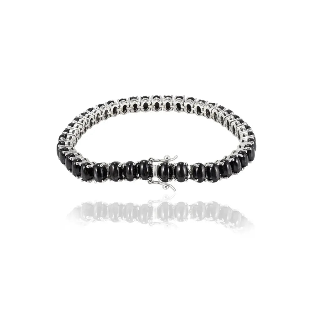 Elegant & Classic Oval Cut Black Star 925 Sterling Silver Tennis Bracelet For Unisex Low Price