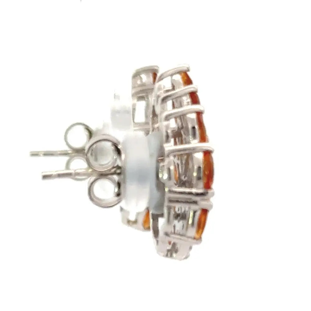 Customized Silver Genuine Citrine & American Diamond Stud Earrings November Birthstone