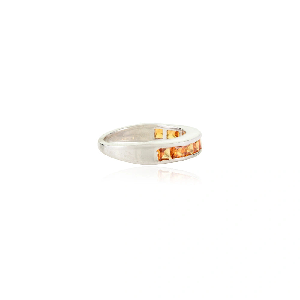 Precious Gemstone Handmade Real Orange Sapphire Stackable Ring High Grade Jewelry