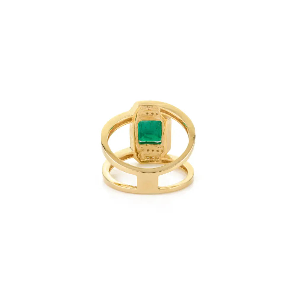 2 Ct. Emerald & Diamond Fine Split Shank Wedding Ring Wholesale 14K Yellow Gold New Jewelry