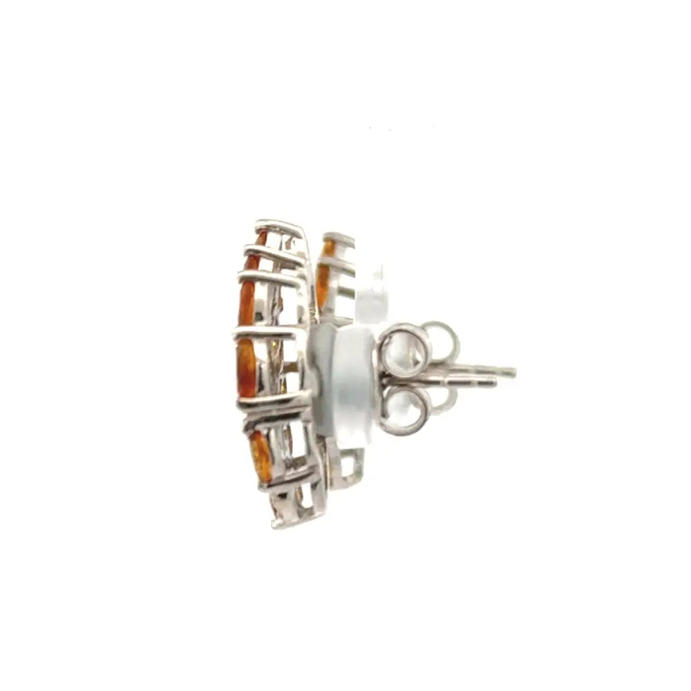Customized Silver Genuine Citrine & American Diamond Stud Earrings November Birthstone