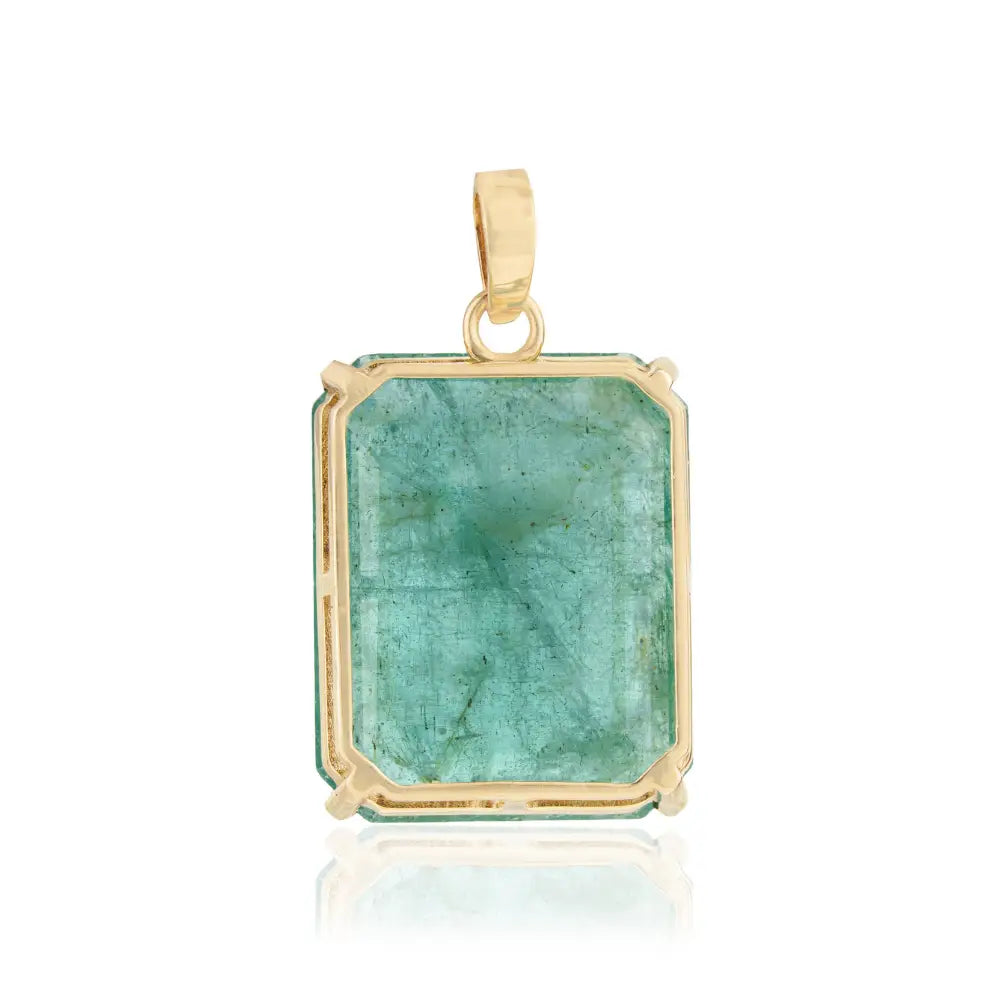 Luxurious 18x15 mm Octagon Cut Emerald Statement Pendant 14K Yellow Gold Jewelry Supplier