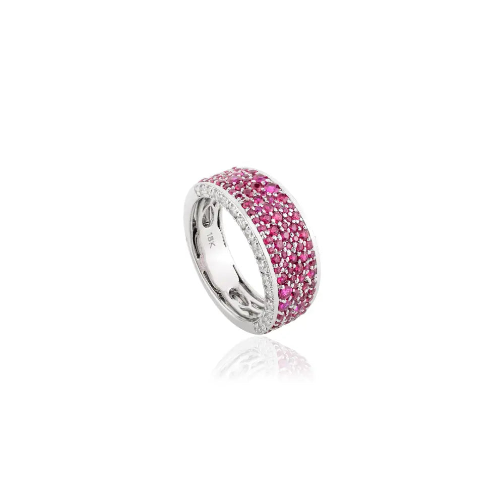 July Birthstone Fine Round Cut Ruby & Diamond Wedding Band Ring Valentine's Day Gift