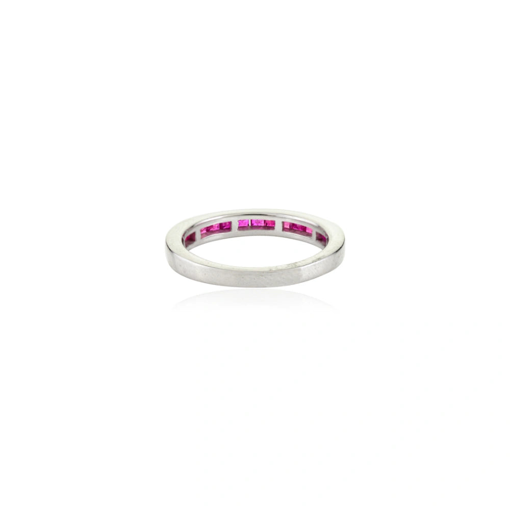 July Birthstone Natural Red Ruby Half Eternity Band Ring Latest Design 925 Solid Silver