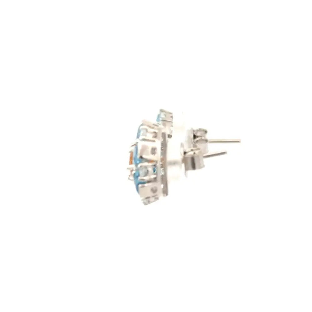 High Grade Jewelry Blue Topaz Citrine & American Diamond Round Stud Earrings Factory Price