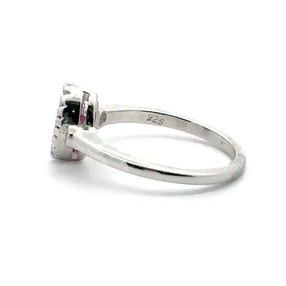 Marquise Shape Ruby & Round Cut American Diamond Single Stone Ring For Valentine's Day Gift