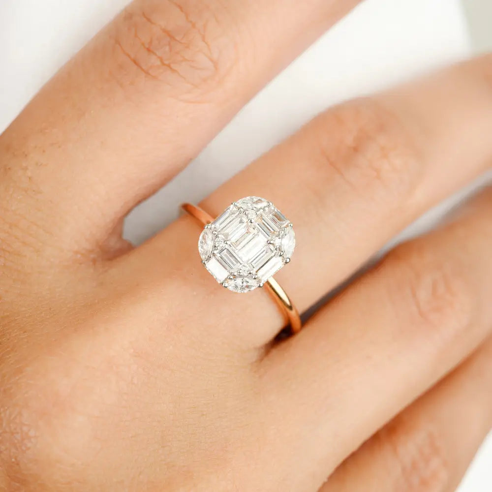 Wholesale Price Natural Mix Cut Diamond Engagement Ring 18K Rose Gold Bridesmaid Gift