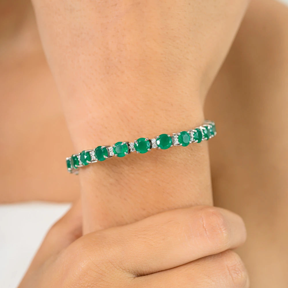100% Authentic Green Emerald Tennis Bracelet For Gift Unique Design Best Selling Products