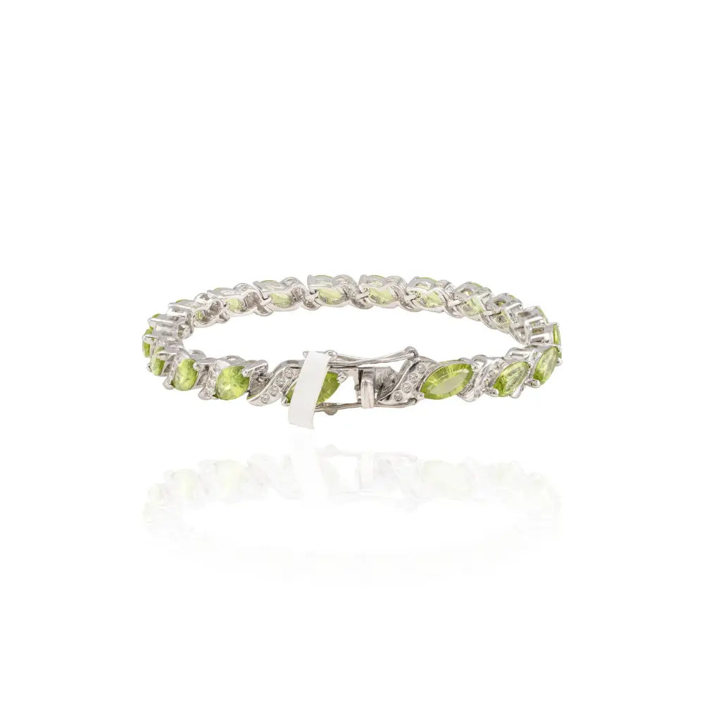 Stunning Explore Marquise Peridot & Round American Diamond Tennis Bracelet Birthday Gift For Her