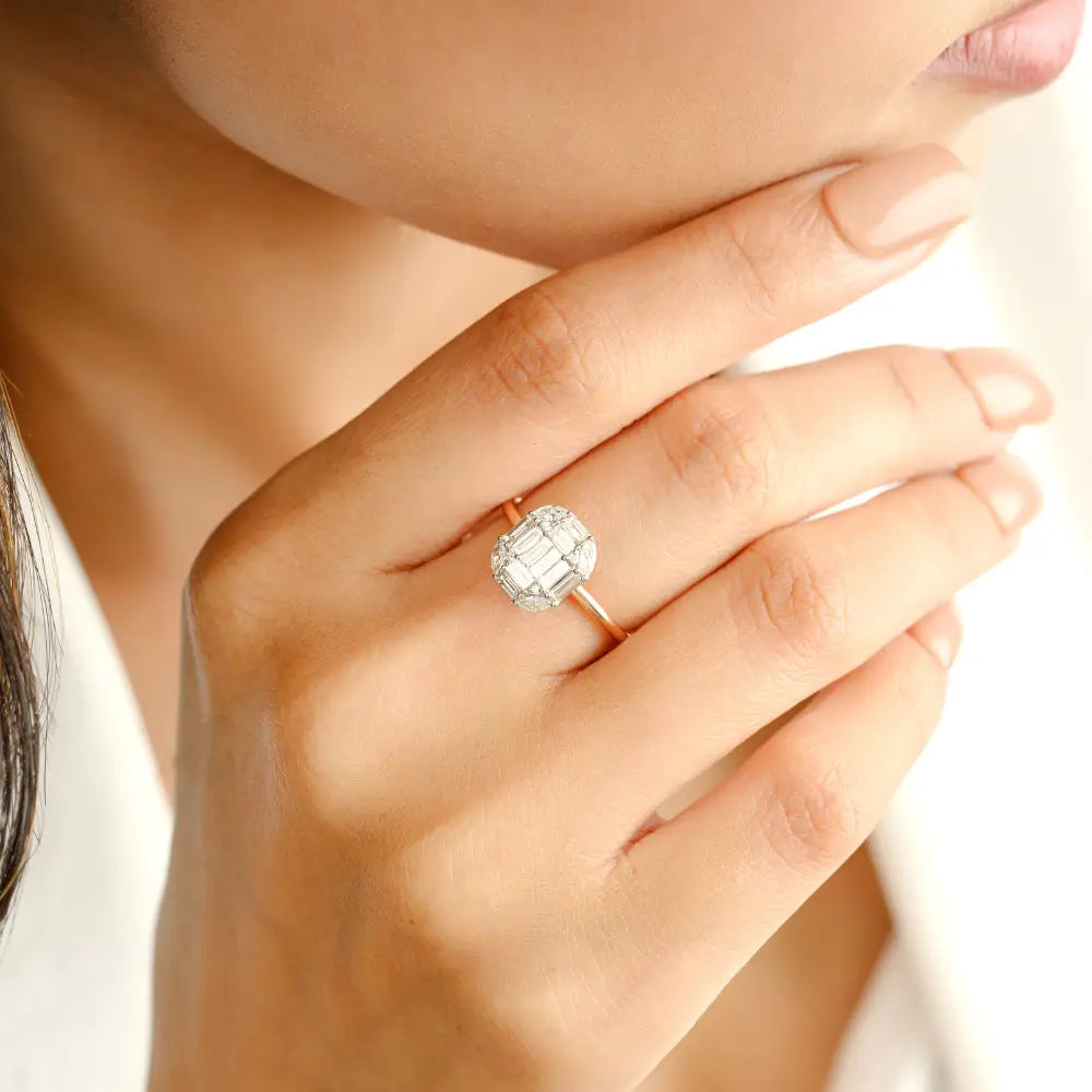 Wholesale Price Natural Mix Cut Diamond Engagement Ring 18K Rose Gold Bridesmaid Gift