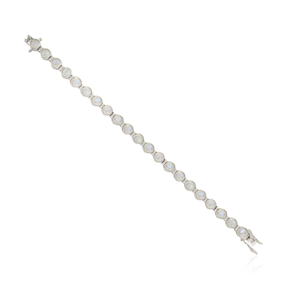 Wholesale Item In Bulk Handmade Real Moonstone & American Diamond Stackable Bracelet Explore Stunning