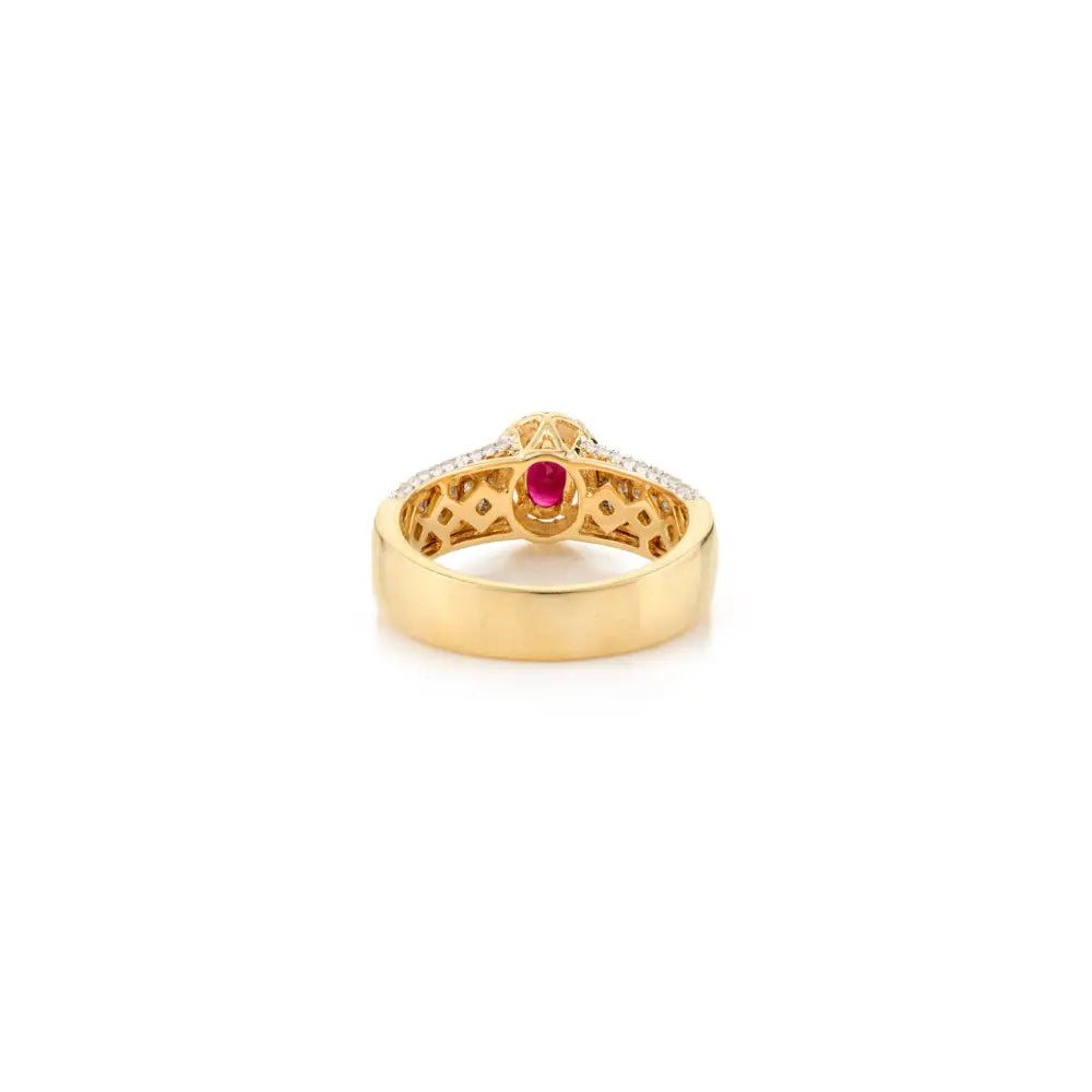 Best Quality Product K18 Yellow Gold Natural Ruby & Diamond Engagement Ring