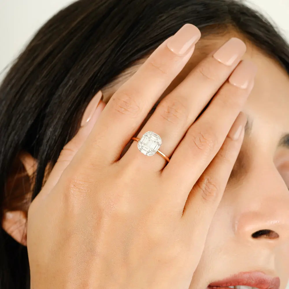 Wholesale Price Natural Mix Cut Diamond Engagement Ring 18K Rose Gold Bridesmaid Gift