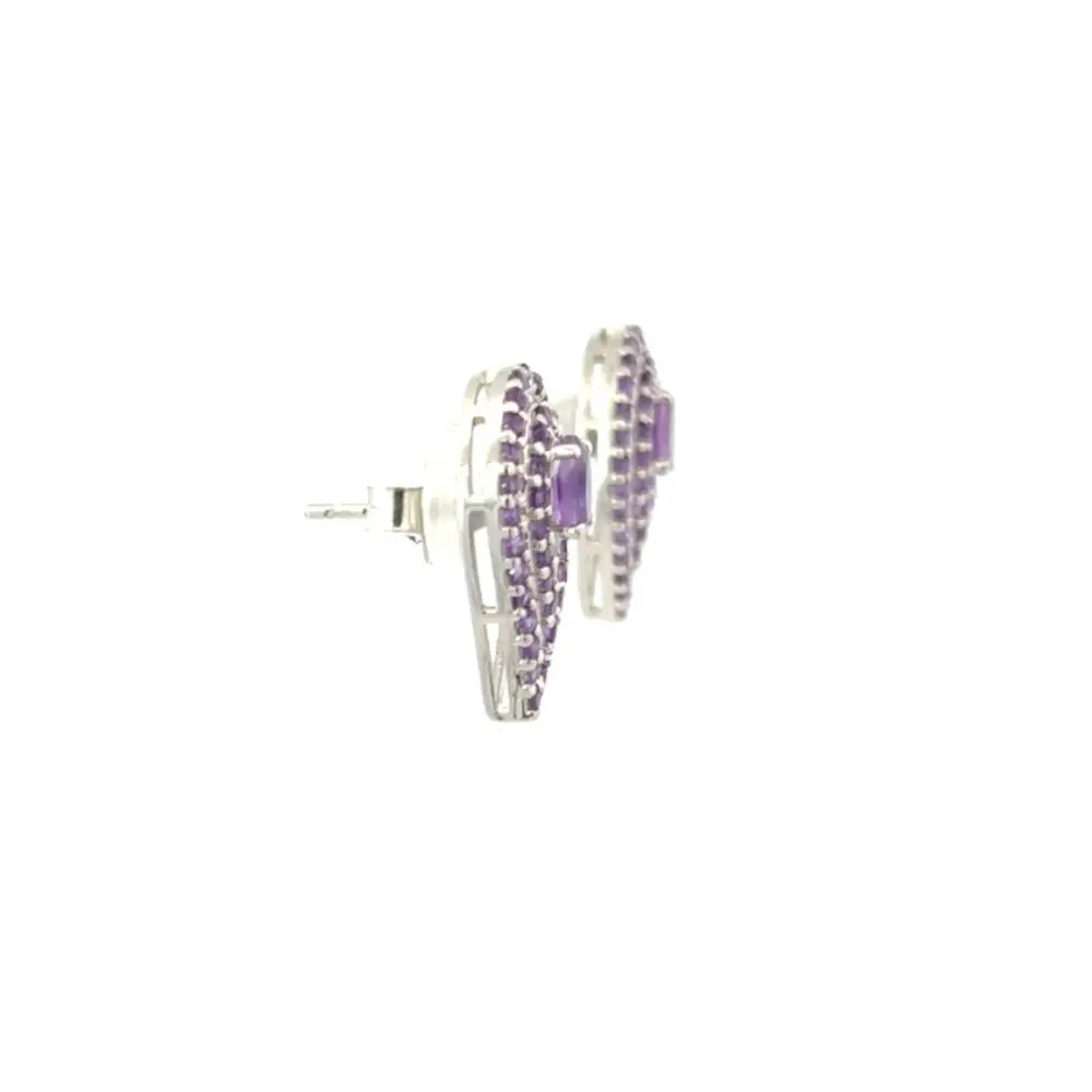 Fine Wholesale Jewelry 100% Natural Amethyst Teardrop Stud Earrings For Wedding In 925 Silver