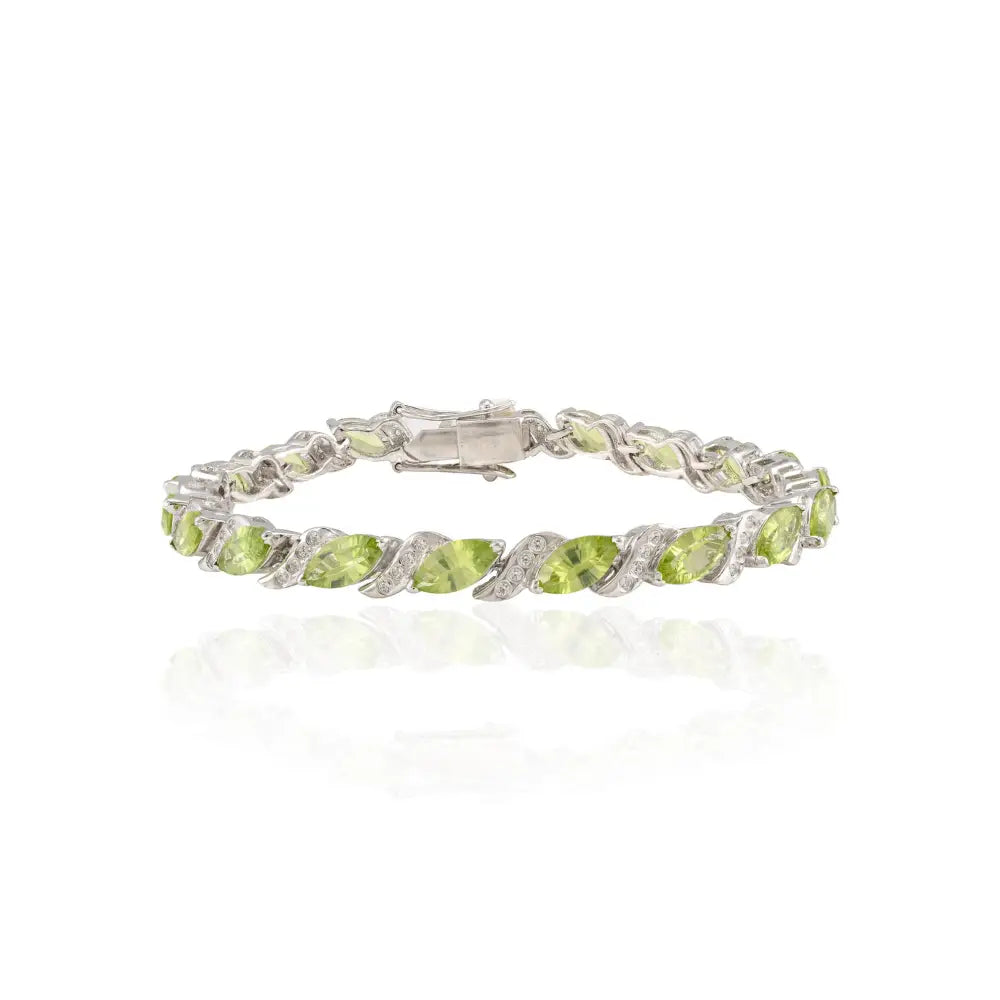 Stunning Explore Marquise Peridot & Round American Diamond Tennis Bracelet Birthday Gift For Her