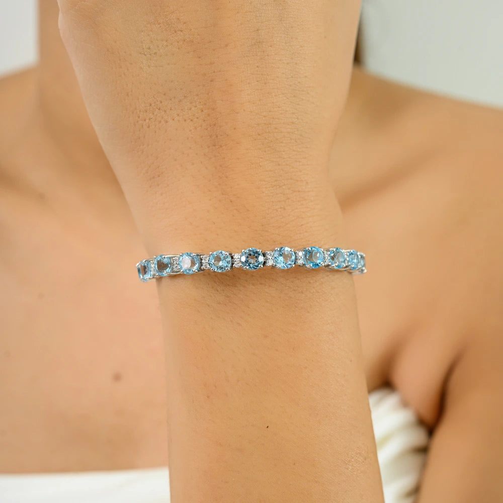 Exporter Unique Design 100% Natural Blue Topaz & American Diamond Statement Bulk Order Available