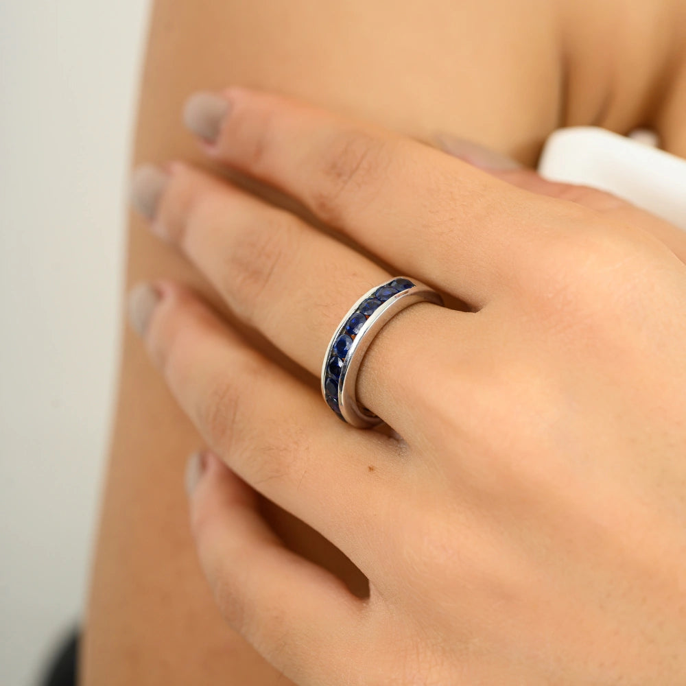 Exporter Top Quality Handmade Real Blue Sapphire Stackable Ring Gorgeous Best Top Seller