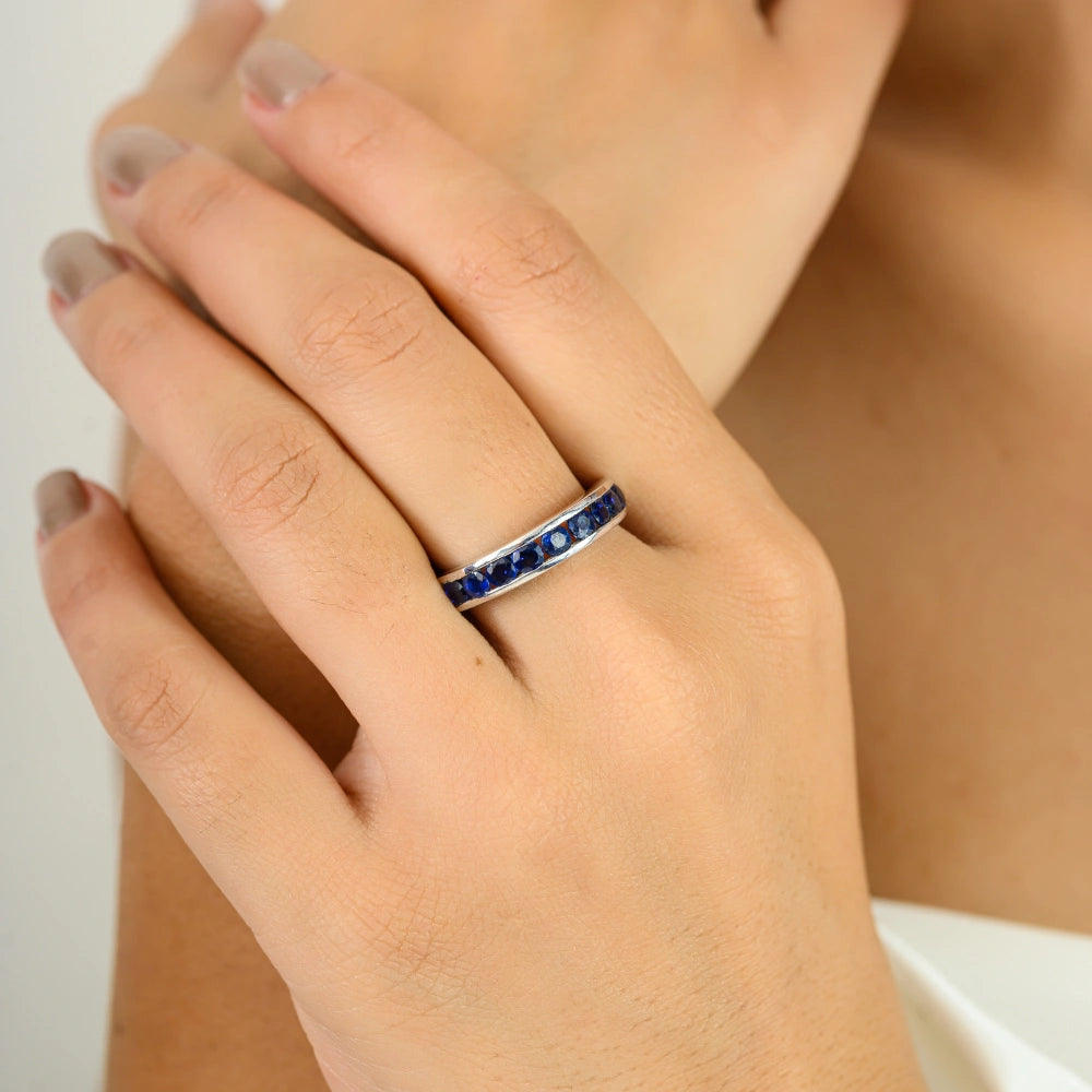 Exporter Top Quality Handmade Real Blue Sapphire Stackable Ring Gorgeous Best Top Seller