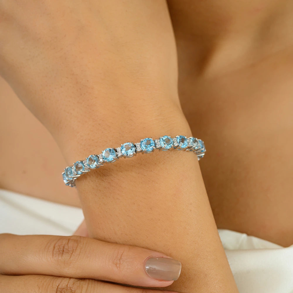 Exporter Unique Design 100% Natural Blue Topaz & American Diamond Statement Bulk Order Available