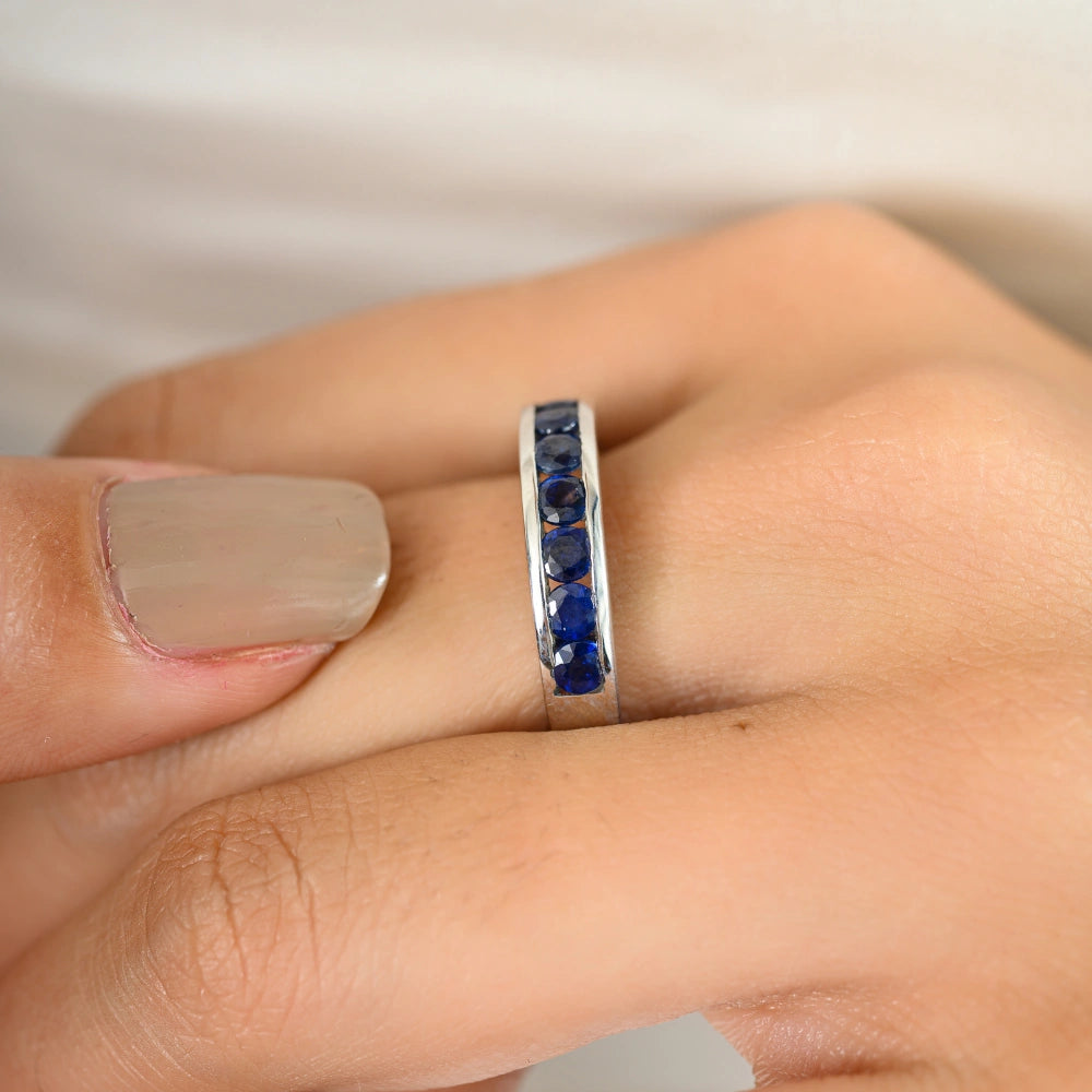 Exporter Top Quality Handmade Real Blue Sapphire Stackable Ring Gorgeous Best Top Seller