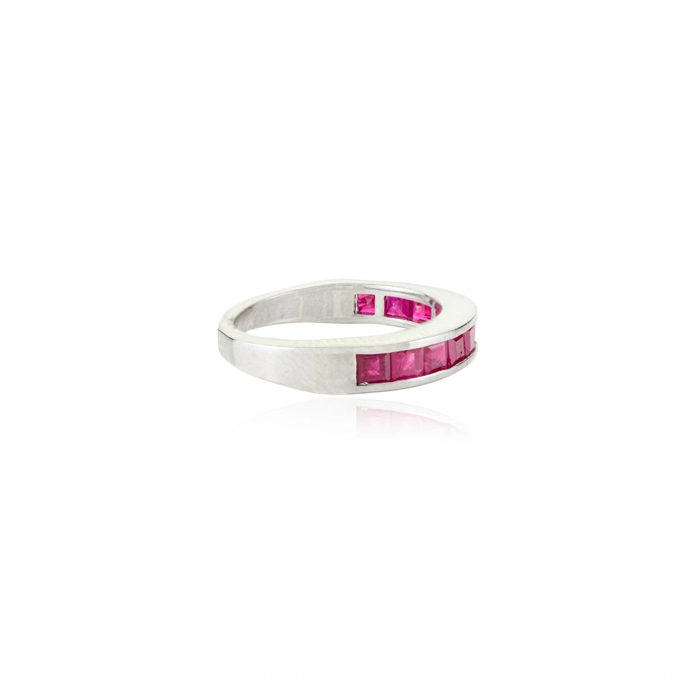 Delicate Modern Design Real Red Ruby Gemstone Ring For Unisex Unique Jewelry July Birthstone