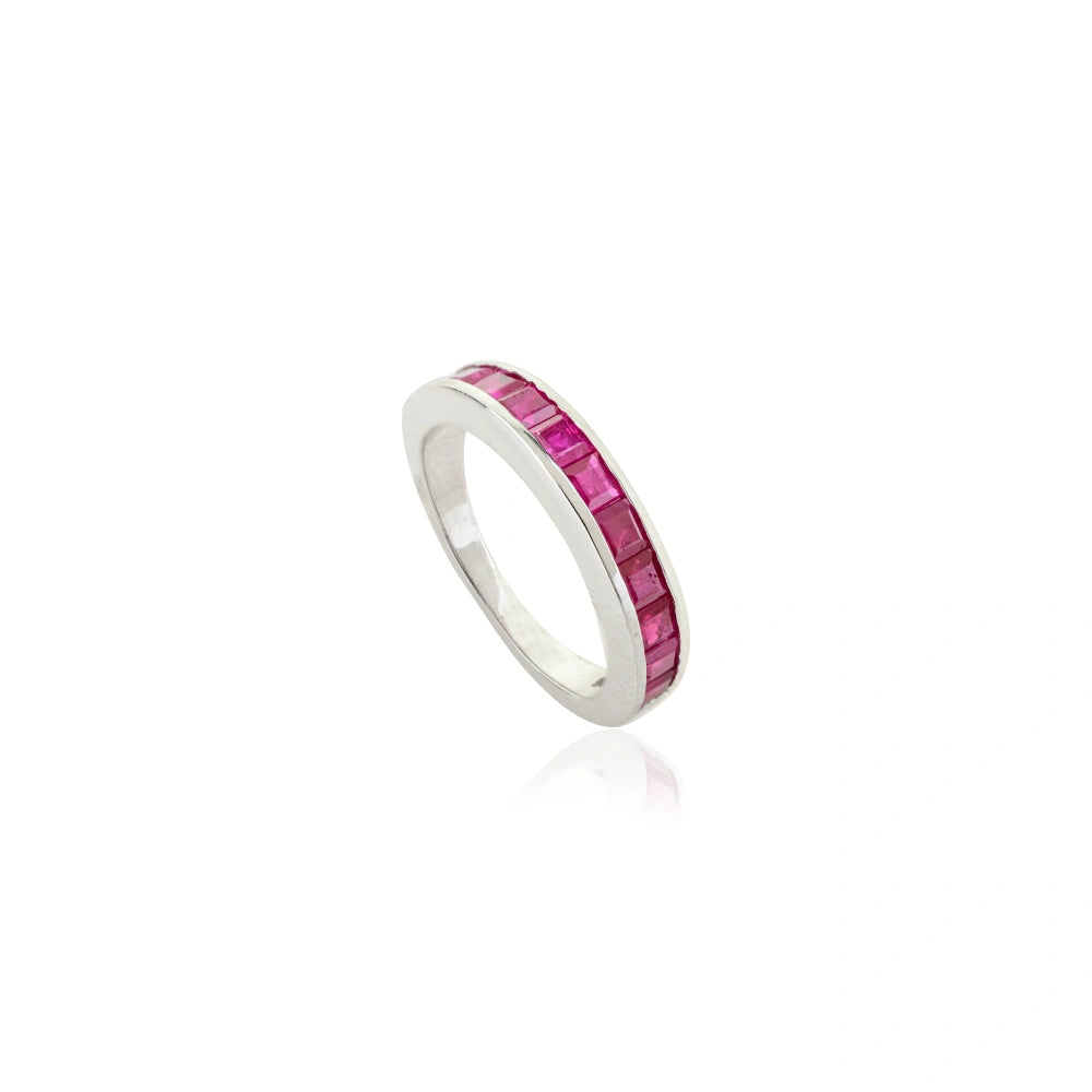 Delicate Modern Design Real Red Ruby Gemstone Ring For Unisex Unique Jewelry July Birthstone