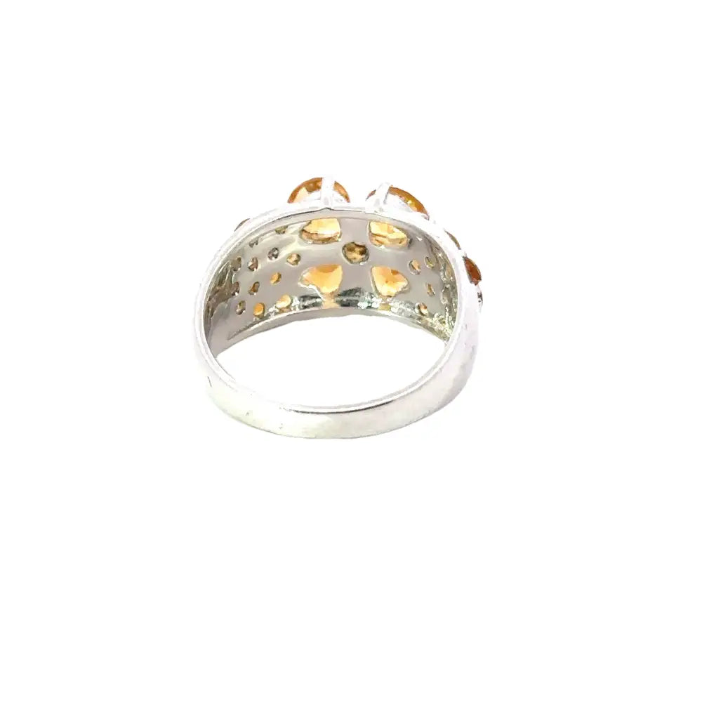 Best Wholesaler Natural Citrine Flower Dome Ring For Wedding Custom Made Jewelry Manufacturer