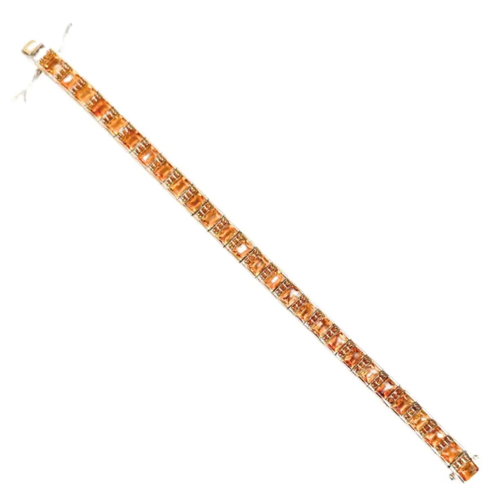 Trendy Women Luxury Jewelry Genuine Citrine Tennis Bracelet For Birthday Gift For Her 925 Sterling Silver