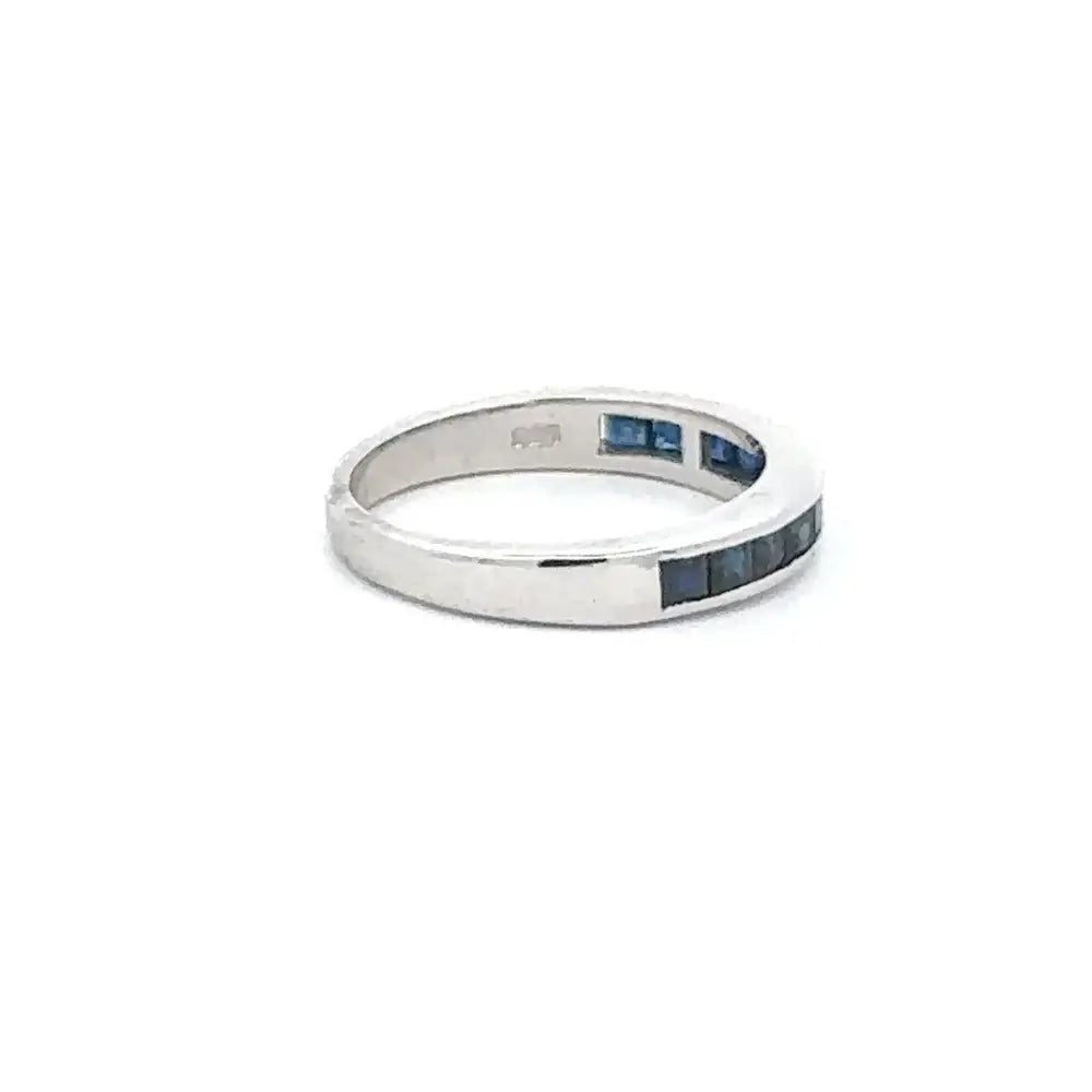 Elegant & Classic Sterling 925 Silver Sapphire Half Eternity Band Ring Trending Jewelry Supplier