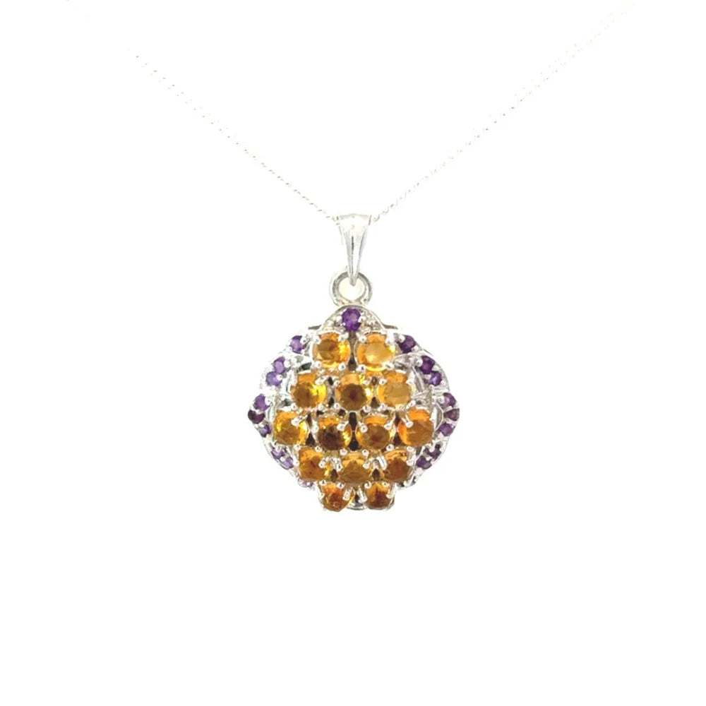 Birthday Gift For Her Natural Multi Gemstone Statement Pendant Pure 925 Sterling Silver Jewelry
