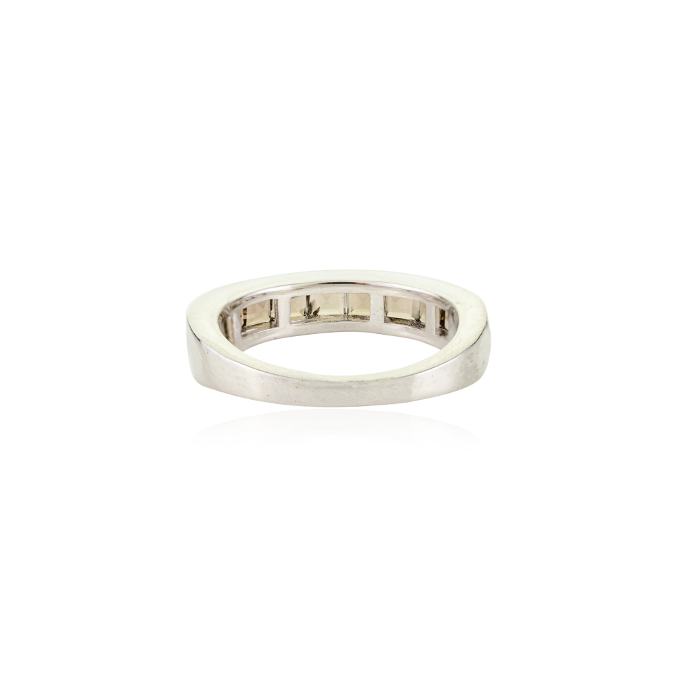 Solid 925 Silver Square Shape 100% Authentic Smoky Topaz Half Eternity Band Ring Birthday Gift For Her