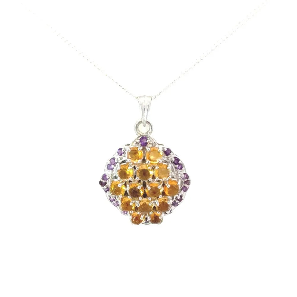 Birthday Gift For Her Natural Multi Gemstone Statement Pendant Pure 925 Sterling Silver Jewelry